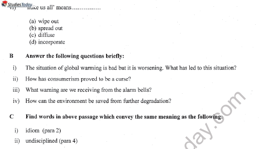 Cbse Class 11 English Question Paper Set 1 Solved